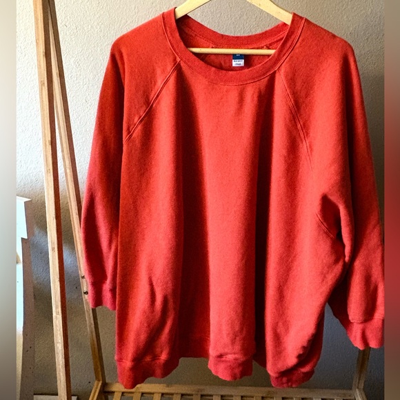 Old Navy Orange-Red Crewneck Sweatshirt Women’s 4X Cozy Pullover - Picture 2 of 7
